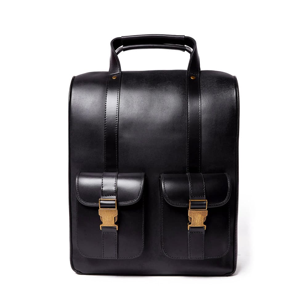 Will Large Black Leather Backpack Crafted from Full-Grain Cow Leather